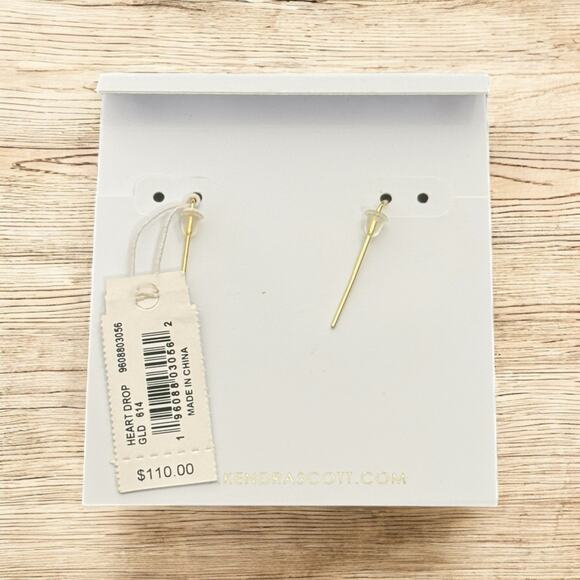 *SOLD* NWT! Kendra Scott Heart Gold Drop Earrings in Red Kyocera Opal - Picture 6 of 6